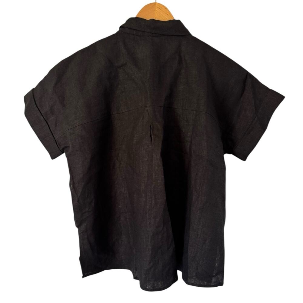 NWOT American Giant Women’s Linen Shirt Black Button Front Size Small - Picture 4 of 8